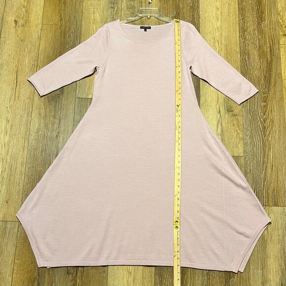 Eileen Fisher 100% Washable Merino Wool Sweater Shift Dress M Pale Pink Tunic - Picture 7 of 8